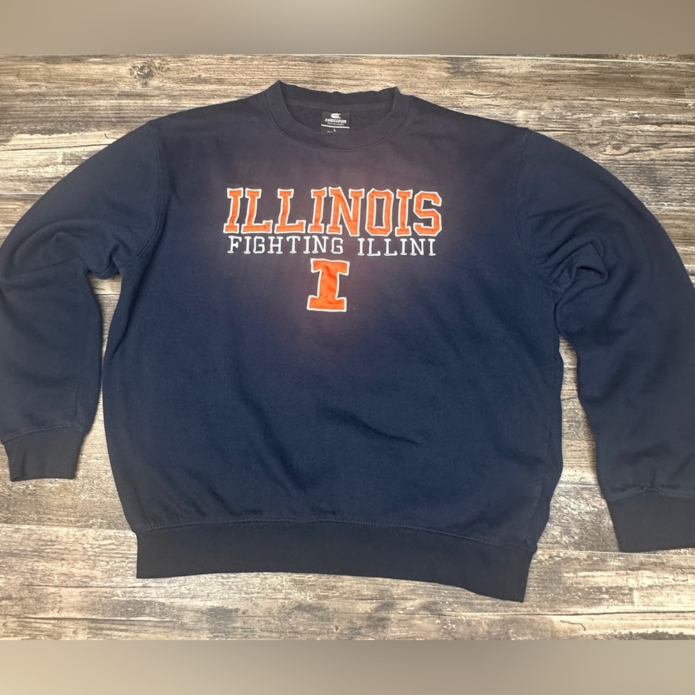 Illinois Crewneck - Fighting Illini - Embroidered Sweatshirt - Men’s Large - GUC